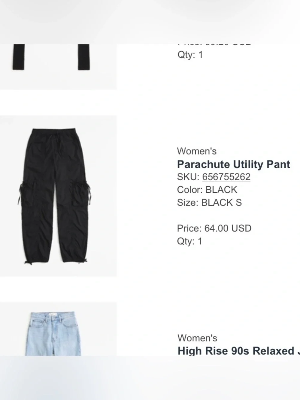 Abercrombie & Fitch Black Drawstring Cargo Pants, size S, NWT